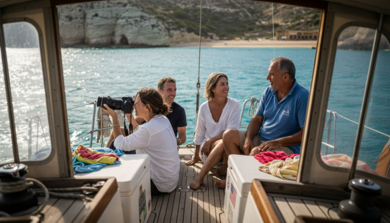 Travelers relaxing on Malta sailing boat