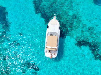 Yacht approaching Malta Blue Lagoon